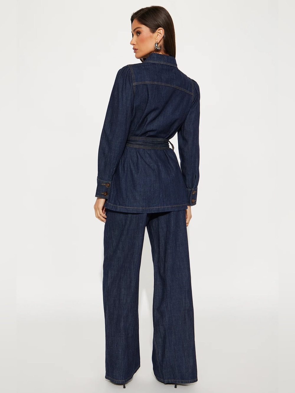 Fashion Nova Patricia Puff Sleeve Denim Pant Set (NWT) - Picture 3 of 7
